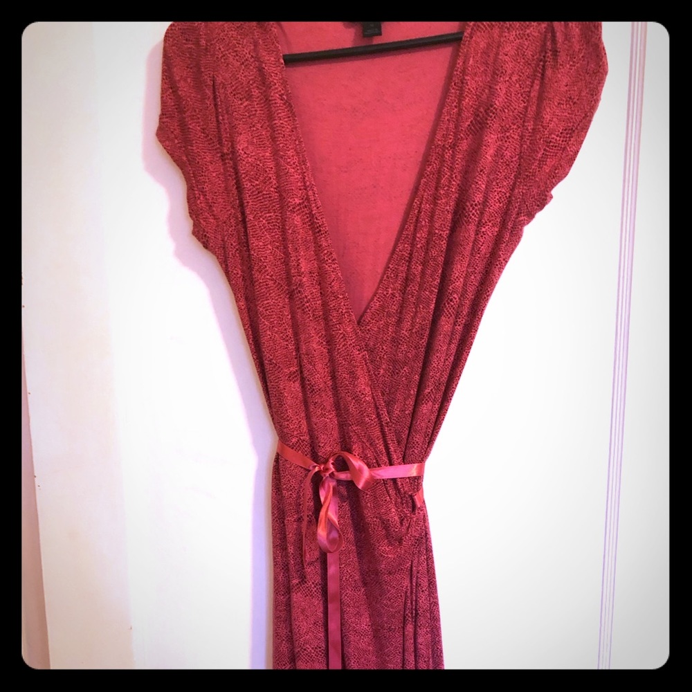 Express pink snakeskin print wrap dress.